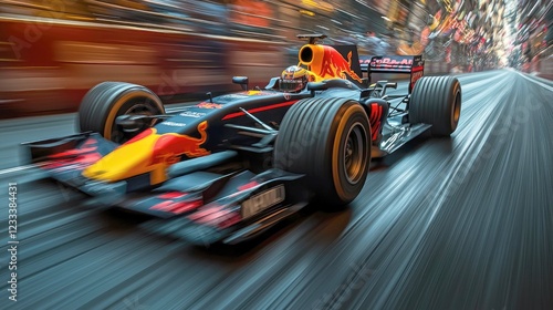 Dynamic Formula 1 Racing Car in Motion: A Thrilling Speed Blur on the Track