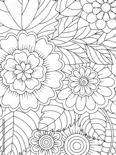 adults and kids flower coloring book for Easy pattern 
