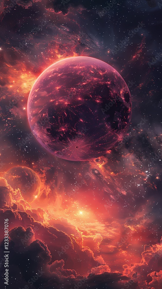Digital technology orange pink future universe galaxy poster background Digital technology orange pink future universe galaxy poster background