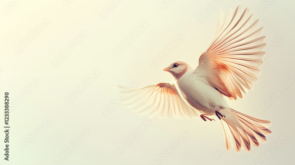 Obraz premium White Bird in Flight with Graceful Wings Against Soft Background