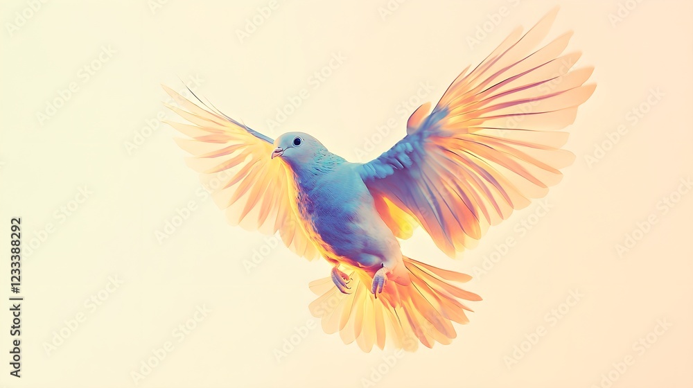 Colorful Bird in Flight with Ethereal Background and Soft Light Colorful Bird in Flight with Ethereal Background and Soft Light