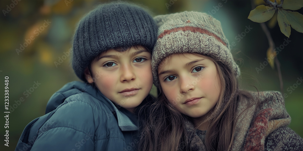 Child with Winter Outing with Friends Child with Winter Outing with Friends