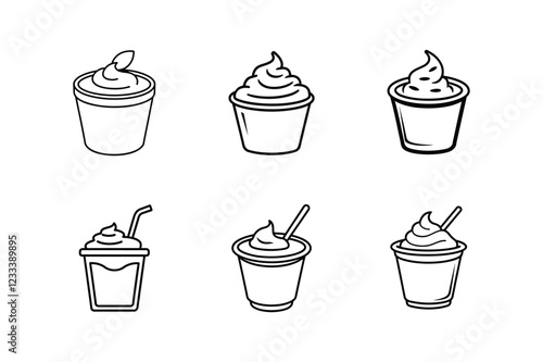 yogurt icon line art vector illustration