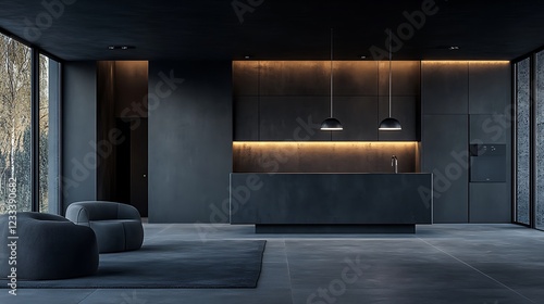 Wallpaper Mural Modern Dark Minimalist Kitchen Interior Design Torontodigital.ca