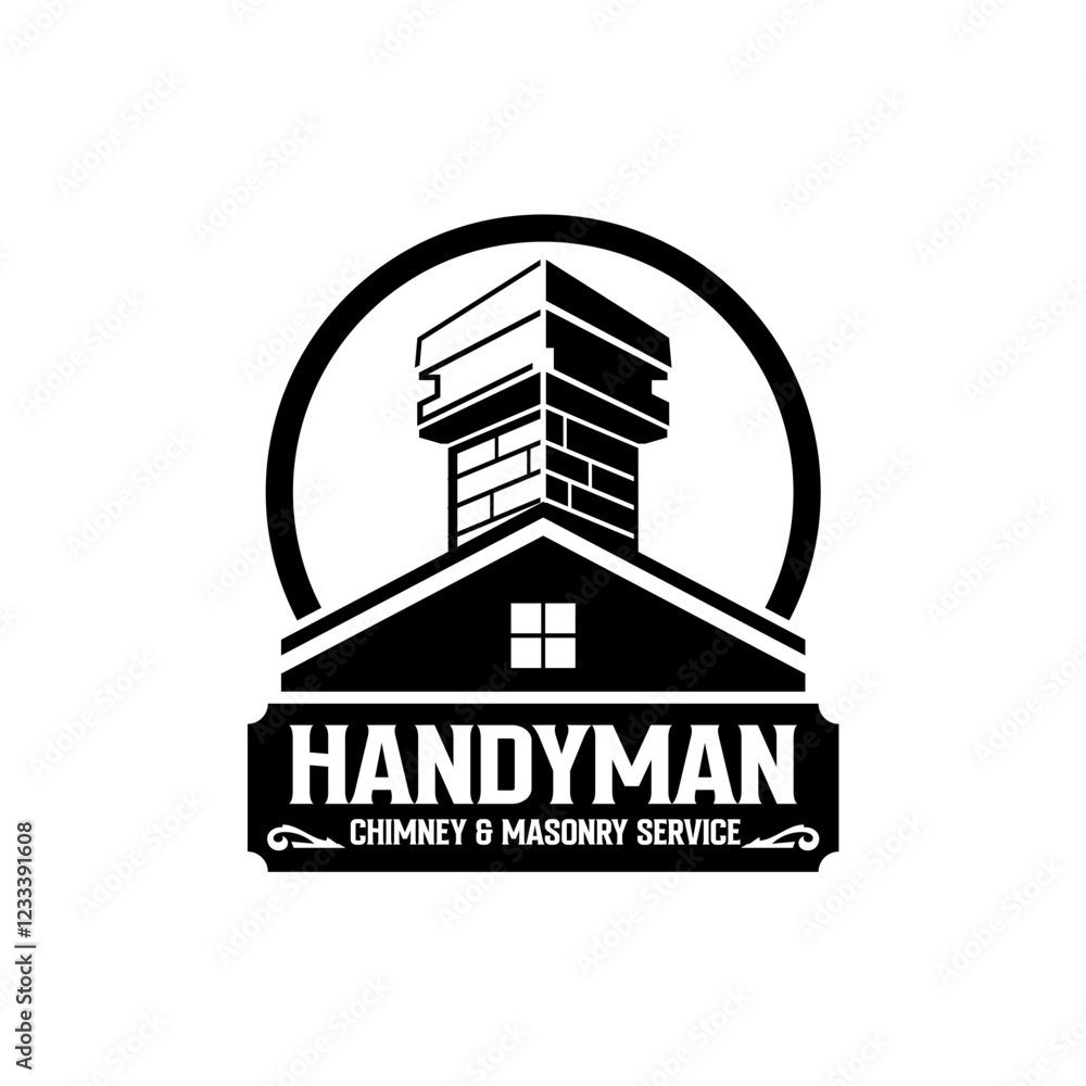 Naklejka premium Construction Renovation Repair Builder Chimney Sweep Masonry Service Logo Template Vector 