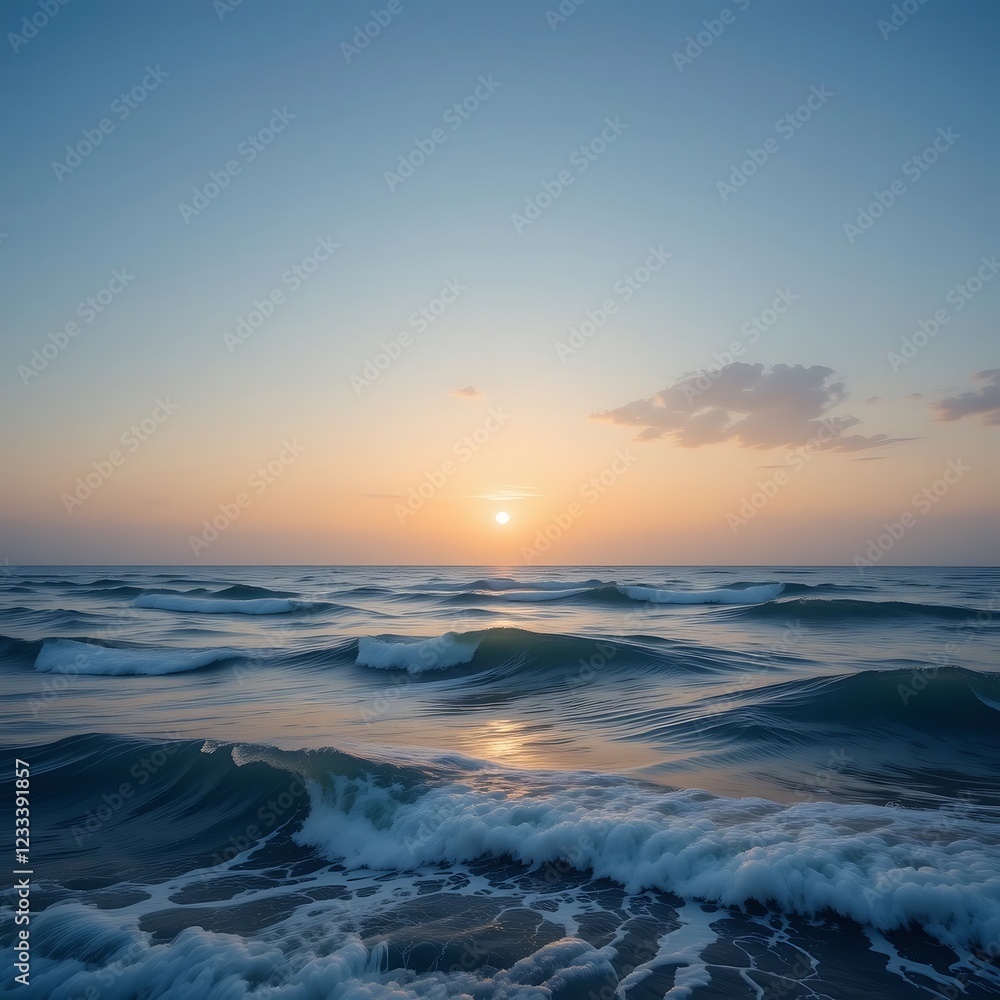 Serene Ocean Waves at Sunset Golden Hour Serene Ocean Waves at Sunset Golden Hour