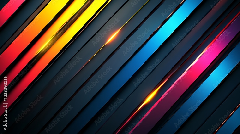 Obraz premium Abstract Diagonal Lines Vibrant Colors Dark Background