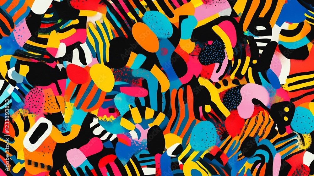 Obraz premium Abstract artwork with vivid colors, organic shapes and playful composition creating a modern feel