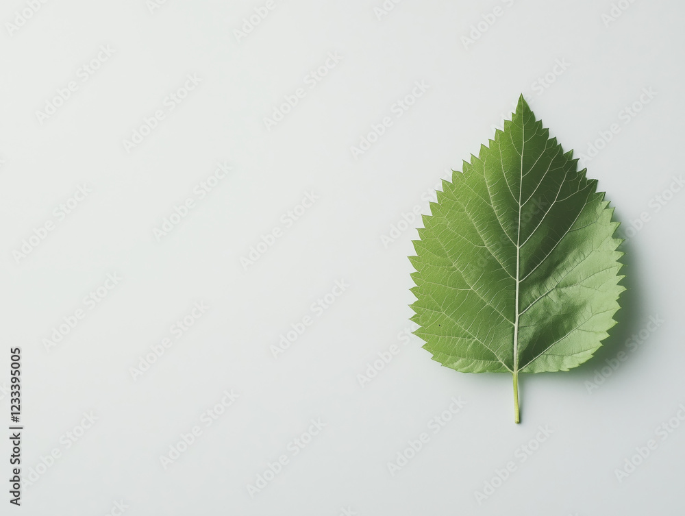 Fototapeta premium Vibrant Green Leaves Against a Crisp White Background: A Captivating Visual Celebration of Nature's Beauty and Textures