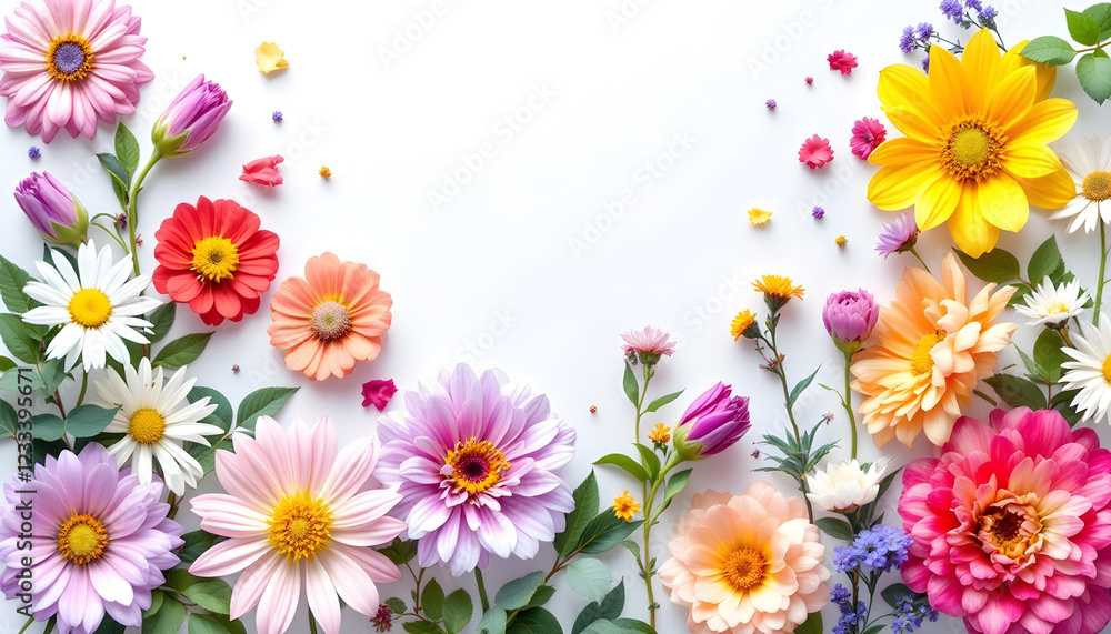 Set of different beautiful flowers on white background. Banner design Set of different beautiful flowers on white background. Banner design