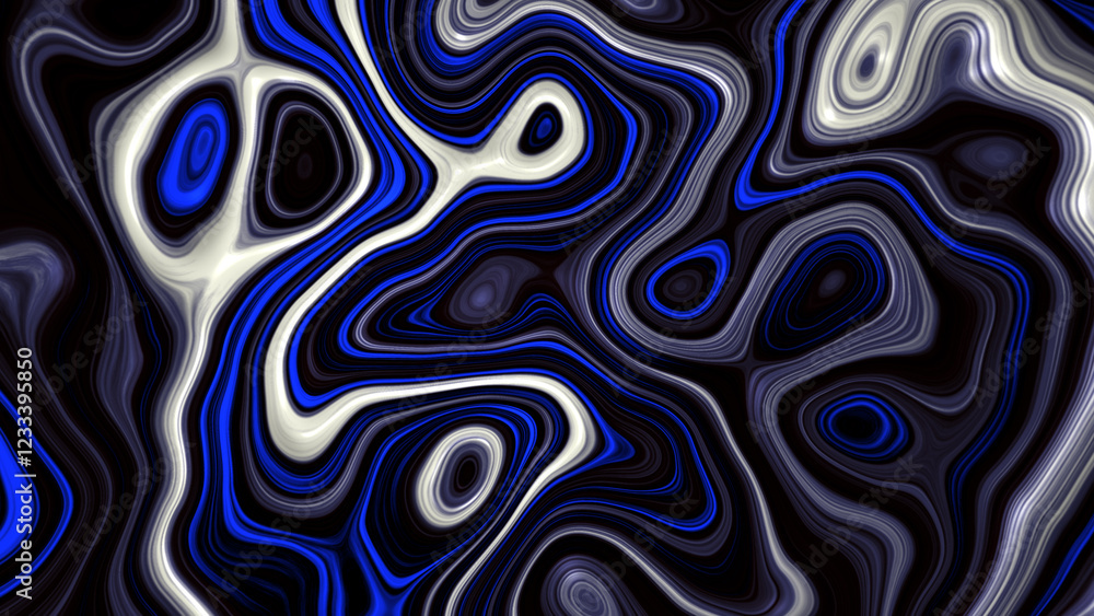 Fototapeta premium Abstract pattern of swirling blue, white, and black colors. Suitable for backgrounds, prints, and design elements in various projects.