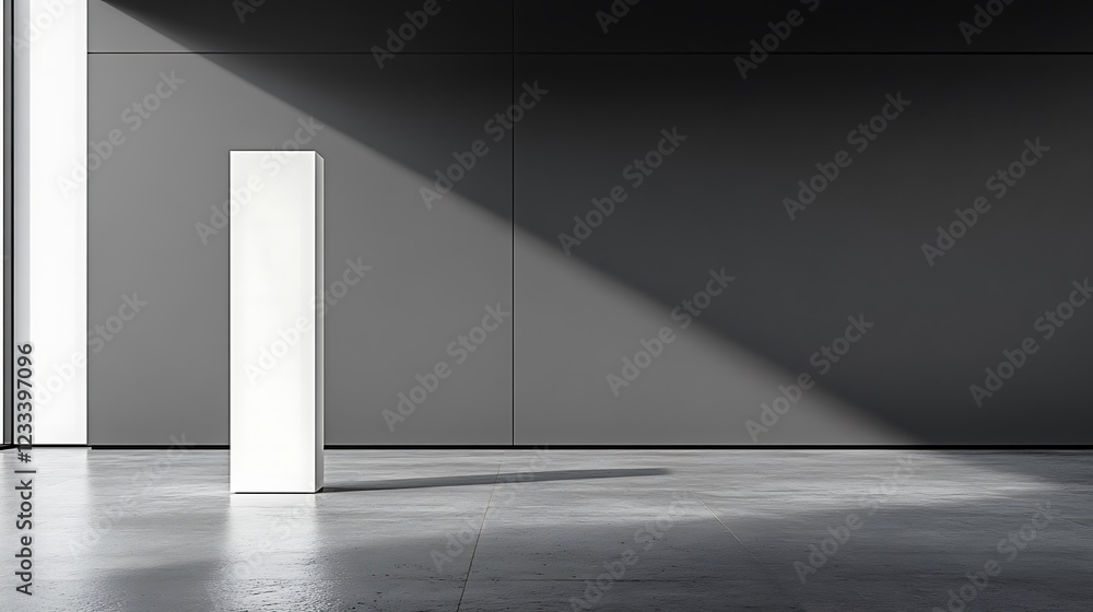 White Column Stands Against Grey Wall in Modern Room White Column Stands Against Grey Wall in Modern Room