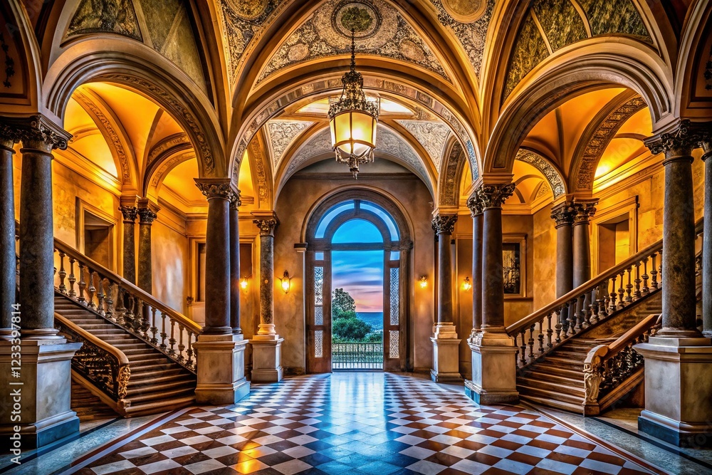 Fototapeta premium Arched Italian Entryway Leading to Grand Hall