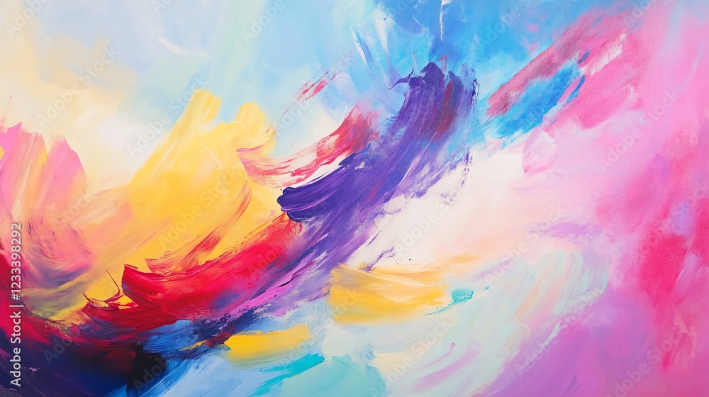 Fototapeta premium Abstract painting with dynamic brushstrokes and vibrant hues blending seamlessly together creating an expressive visual art piece