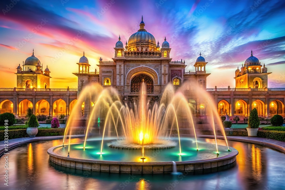 Fototapeta premium Elegant Palace Fountain Adorned with Intricate Detail