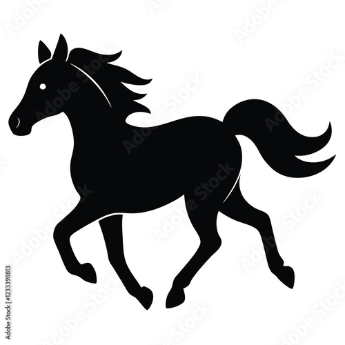 At the front, an insignificant newborn black horse is trotting.