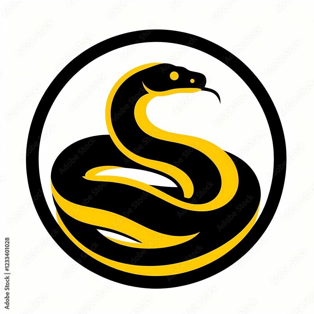 Obraz premium Powerful Yellow Anaconda silhouette coiled elegantly, showcasing its thick body and raised head in high contrast