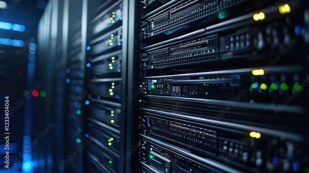 Powerful Server Rack In Modern Data Center Technology Powerful Server Rack In Modern Data Center Technology
