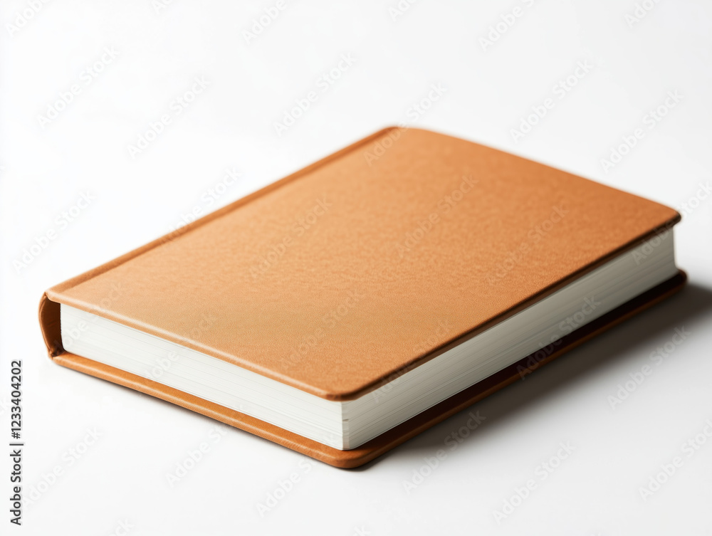 Elegant Tan Leather Notebook on White Background Elegant Tan Leather Notebook on White Background