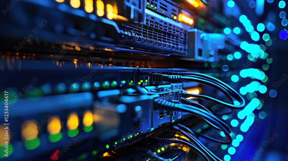 Server Room Network Technology Data Center Blue Lights Server Room Network Technology Data Center Blue Lights