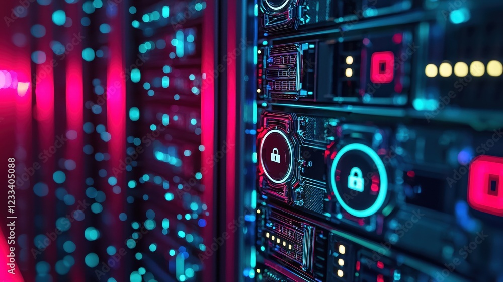 Obraz premium Secure Data Center Server Room Technology Network Cyber Security