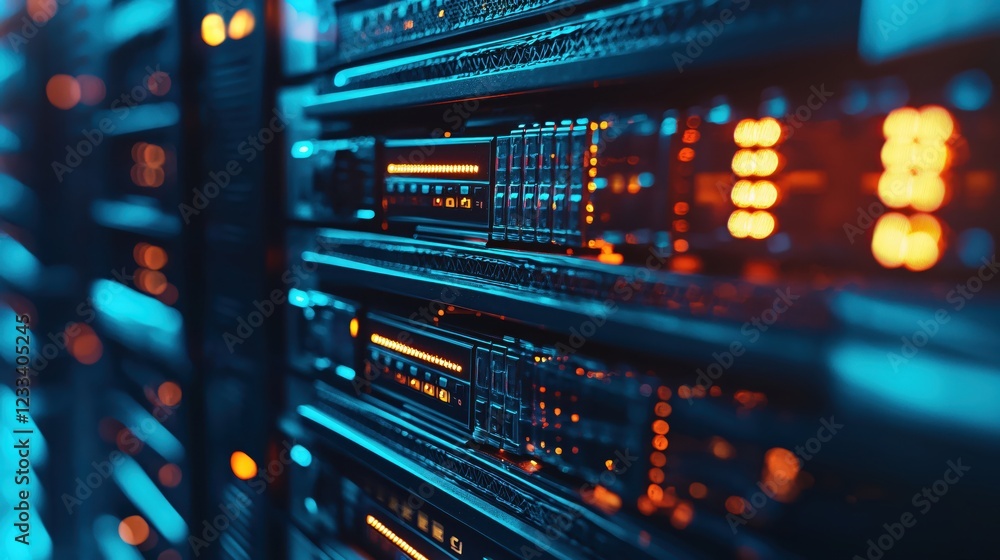 Modern Data Center Server Room Technology Network Lights Modern Data Center Server Room Technology Network Lights