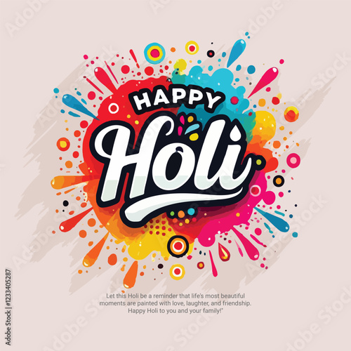 Colorful Happy Holi Dhuleti Indian Festival Social Media post design template