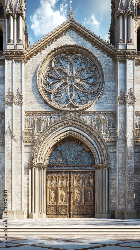 Fototapeta premium Ornate church entrance with large doors