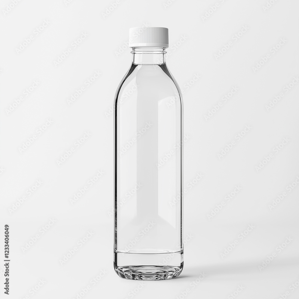 Mockup of a water bottle, white background, front view, high resolution Mockup of a water bottle, white background, front view, high resolution
