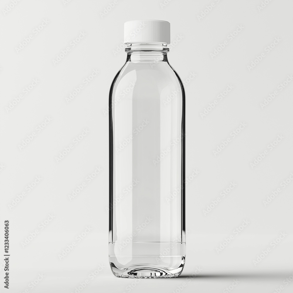 Mockup of a water bottle, white background, front view, high resolution Mockup of a water bottle, white background, front view, high resolution