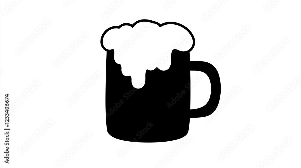 Frothy beer mug, pub background, drink icon, menu graphic Frothy beer mug, pub background, drink icon, menu graphic
