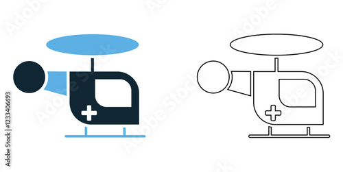 emergency helicopter icon vector, air ambulance, medical rescue or response, hospitals, clinics, paramedics and healthcare services pictogram symbol ui and ux design, glyphs and stroke line