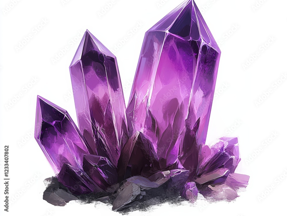 Amethyst cluster, purple crystals, gemstone, mineral, rock. Amethyst cluster, purple crystals, gemstone, mineral, rock.