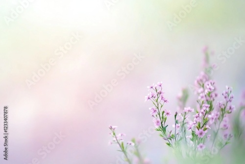 Soft pink cherry blossoms bloom beautifully against a blurred pastel background, capturing the essence of springtime tranquility. Spring banner with copy space