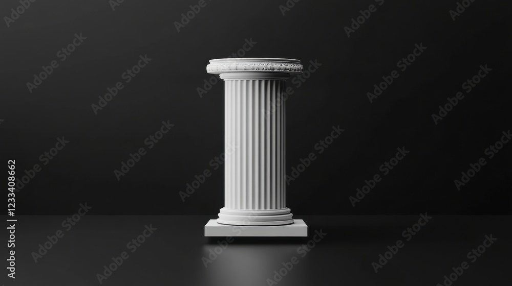 Classical White Column on Dark Background in Minimalist Style Classical White Column on Dark Background in Minimalist Style