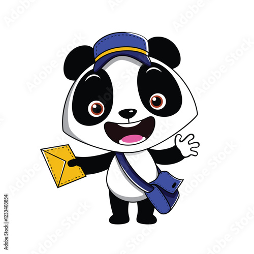 cartoon illustration of panda the mailman