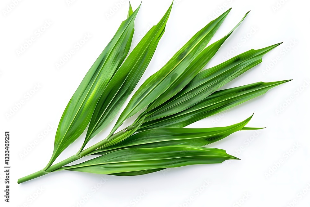 Green pandan leaves isolated on white background Green pandan leaves isolated on white background