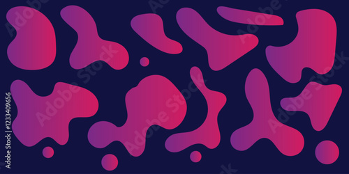 Organic amoeba blob shape abstract colorful vector illustration isolated on white background. Set of irregular round blot form graphic element. doodle drops collection. Contemporary banner