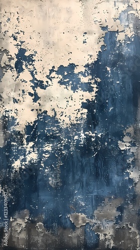 Retro blue romantic watercolor flowers poster background