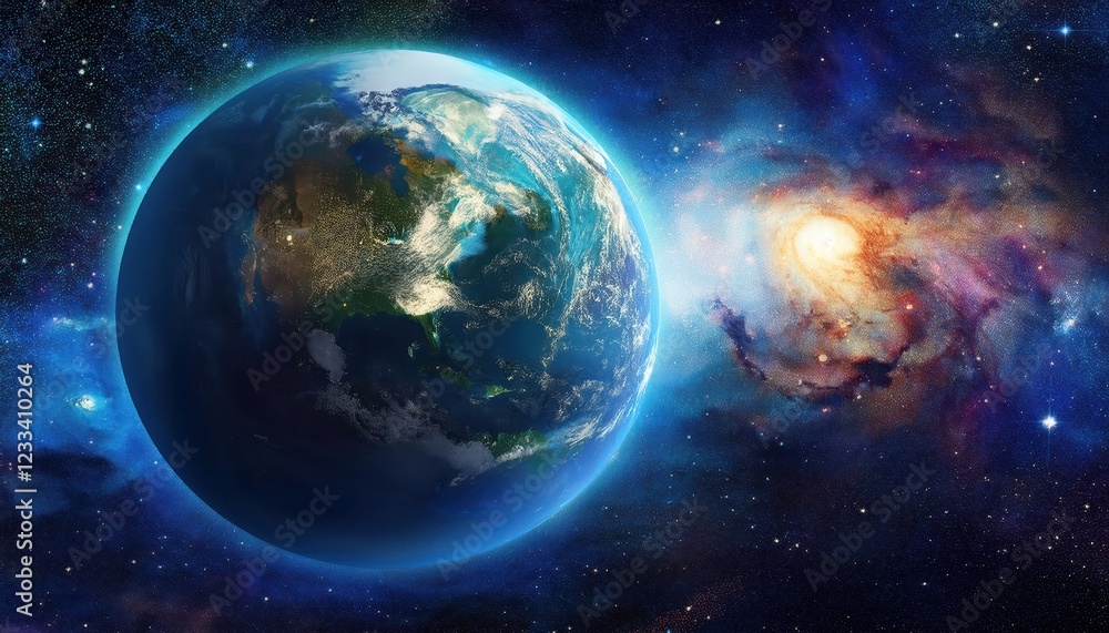 Aweinspiring Image Voyage through the Cosmos Planet Earth Floating amidst Stars, Galaxies, and Nebula at Aweinspiring Image Voyage through the Cosmos Planet Earth Floating amidst Stars, Galaxies, and Nebula at