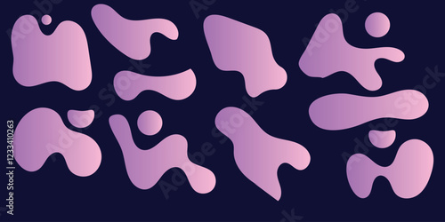 Organic amoeba blob shape abstract colorful vector illustration isolated on white background. Set of irregular round blot form graphic element. doodle drops collection. Contemporary banner