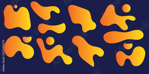 Organic amoeba blob shape abstract colorful vector illustration isolated on white background. Set of irregular round blot form graphic element. doodle drops collection. Contemporary banner