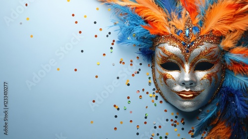 Wallpaper Mural Colorful Carnival Mask Decorated with Feathers and Glitter Confetti Torontodigital.ca