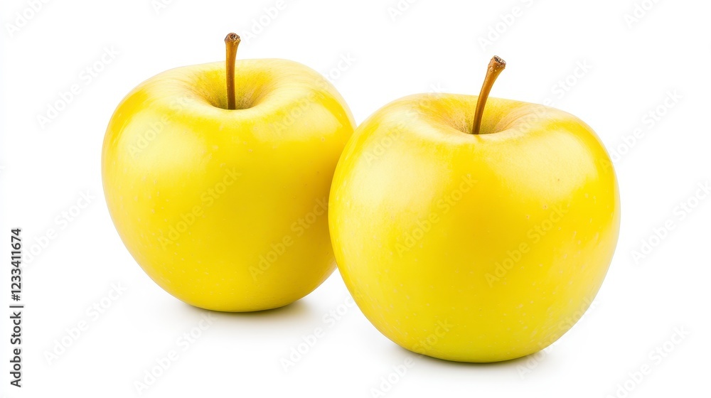 Fresh Yellow Apples on a White Background for Healthy Eating Concepts Fresh Yellow Apples on a White Background for Healthy Eating Concepts