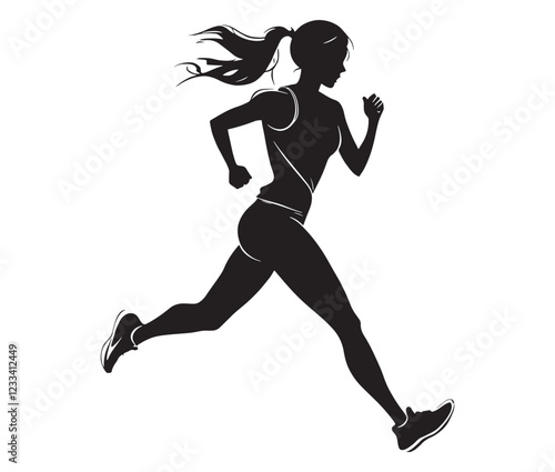 silhouette of a girl running, silhouette of a woman running, silhouette of a person running