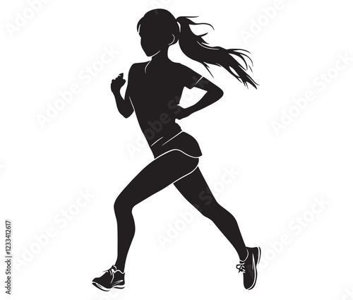 silhouette of a girl running, silhouette of a woman running, silhouette of a person running