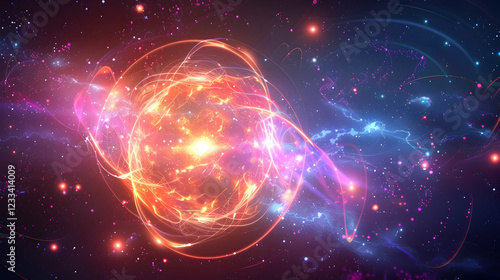 Wallpaper Mural A vibrant cosmic illustration depicting energy and matter in the universe. Torontodigital.ca