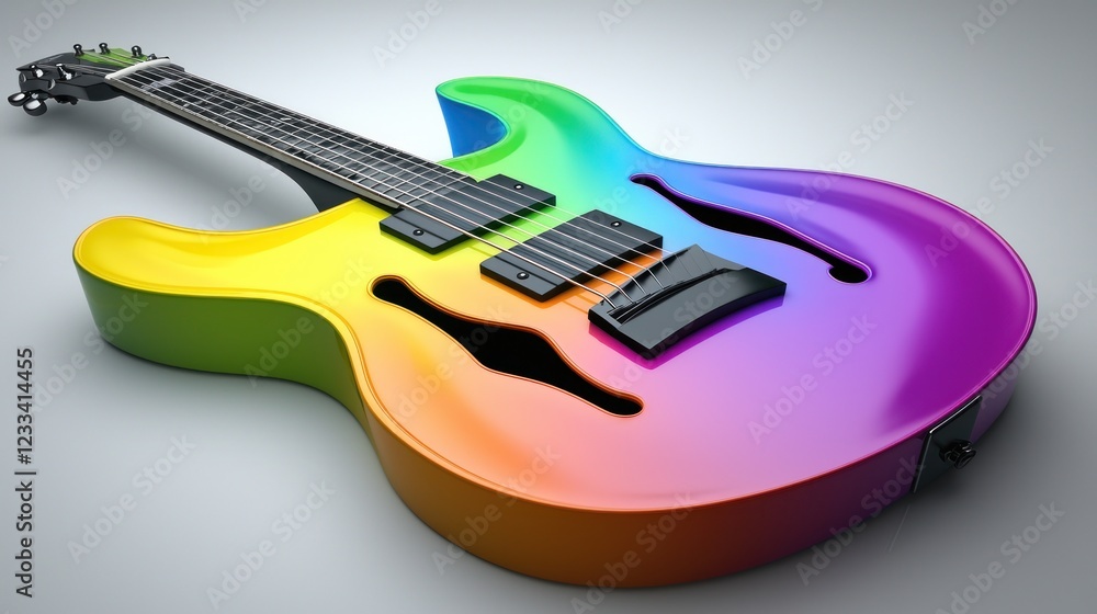 Obraz premium Rainbow Electric Guitar: A Vibrant Symphony of Colors