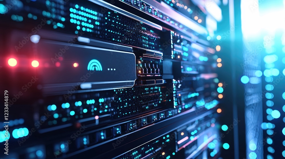 Futuristic Server Rack Data Center Technology Network Lights Futuristic Server Rack Data Center Technology Network Lights