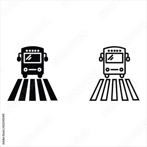 Crosswalk icon set. Pedestrian crossing sign. Zebra crossing simple silhouette.